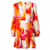 Autre Marque Rebecca Vallance Pink / Orangefarbenes, langärmliges Minikleid aus Seiden-Crêpe de Chine mit Multi Paradise-Print Mehrfarben  ref.1318547