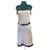 Robe blanche Chanel de la collection Printemps/Été 2014 avec bordure embellie de chaînes tricotées et ceinture, taille 38. Viscose Noir Argenté Gris  ref.1318571