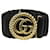 Gucci Ceinture noire froncée avec emblème GG Cuir  ref.1318745