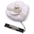 Chanel Vintage tela blanca Camelia Camelia flor broche Pin Blanco Lienzo  ref.1318756