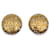 Chanel Vintage Gold Metal Crystals Round Signatures Clip On Earrings Golden  ref.1318759