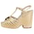 Chanel Beige patent open-toe platform heels - size EU 38.5 Leather  ref.1318795