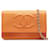 Wallet On Chain Portefeuille Chanel Orange CC Caviar sur Chaîne Cuir  ref.1318845