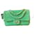 Extremely Rare Chanel 1994 Medium Kelly Green Terry Cloth Classic Flab Bag! Gold hardware Leather Cotton  ref.1319020