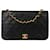 Chanel gestepptes Lammleder 24K Gold Single Flap Bag Schwarz Leinwand  ref.1319416