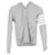 Thom Browne Sweat à capuche zippé à manches rayées en coton gris  ref.1319687