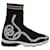 Fendi Rockoko Sneakers con calzino in maglia con perline perlate in nylon nero  ref.1319715