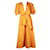 Autre Marque SILVIA TCHERASSI Miosotis Senffarbenes, geknöpftes Kleid mit Puffärmeln Gelb Baumwolle  ref.1319883