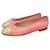 Chanel Pink Gold Leather Cap Toe Ballet Flats  ref.1320176