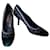 Yves Saint Laurent Zapatos de tacón Negro Verde Terciopelo  ref.1320446