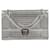 CHRISTIAN DIOR Metallic Silver Micro Cannage Leather Diorama Wallet On Chain Clutch Bag Silvery  ref.1320596