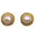Chanel Brincos vintage redondos de metal dourado com clipe de pérola e cabochão  ref.1320660