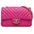 Patta rettangolare Chanel in pelle di agnello trapuntata rosa Mini Chevron  ref.1321138
