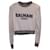 Balmain Logo Cropped Sweatshirt in White Wool  ref.1321208