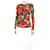 Balmain Top estampado floral rojo y negro - talla UK 10 Roja Lana  ref.1321225