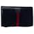 GUCCI Sherry Line Clutch Bag Suede Navy Red Auth th4726 Navy blue  ref.1321300