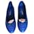 Chanel Ballerinas Blau Leder  ref.1322112