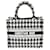 Christian Dior Petit sac cabas à motif pied-de-poule noir et blanc Toile  ref.1322200