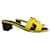 Hermès Sandalias Hermes Oasis con tacón emblemáticas de la Maison en gamuza de cabrito amarillo.  ref.1322213