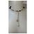 Collana Chanel con perle e pendente CC in tweed dorato D'oro - vista 2