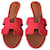 Hermès Hermes Oasis Rouge Cinétique sandals in suede goatskin, raw edge trim Red Deerskin  ref.1324284