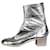 Chanel Silver boots with back zip - size EU 41.5 Silvery Leather  ref.1324415