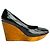 Décolleté con zeppa Chloé in pelle nera lucida e legno Nero - vista 4