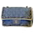 Chanel Rare Mini Small Denim Braid Classic Flap Shoulder Bag Silvery White Blue Silver hardware Leather  ref.1326011