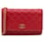 Wallet On Chain Carteira de bolsas CHANEL com corrente atemporal/clássico Vermelho Couro  ref.1327179