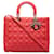 Dior Cannage em pele de cordeiro vermelha grande Lady Dior Vermelho Couro  ref.1328121