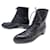 Hermès HERMES SHOES FLOWER TOE ANKLE BOOTS BLACK LEATHER 37.5 LEATHER BOOTS SHOES  ref.1328224