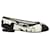 Chanel Cap Toe CC Printed Ballet Flats in White Canvas Cloth  ref.1328641