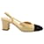 Zapatos de tacón con tira trasera y puntera abierta de Chanel en cuero beige  ref.1328661