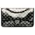 Chanel Bolso de hombro clásico mediano con solapa única sobre encaje Lona en excelentes condiciones Lienzo  ref.1328716