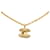 Chanel Gold CC Quilted Pendant Necklace Golden Metal Gold-plated  ref.1330422