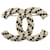 Chanel Silver CC Rhinestone Brooch Silvery Metal  ref.1330475