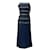 Chanel Raro abito lungo con catena da collezione del 1988 Blu navy Seta  ref.1330505