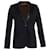 Sandro Suit Jacket with Leather Collar in Black Wool  ref.1332045