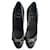 Christian Dior Heels Black Silvery Leather Cloth Metal  ref.1332639