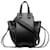 LOEWE Black Mini Anagram Hammock Drawstring Bag Dark brown Leather Cloth  ref.1332784