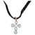 VINTAGE CHRISTIAN LACROIX CROSS PENDANT NECKLACE IN GOLD METAL & CROSS STRASS Golden  ref.1332874