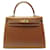 Hermès Kelly handbag 25 BARENIA GOLD LEATHER SADDLER & WHITE STITCHING BAG Camel  ref.1332920