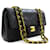 Chanel Classic gefütterte Klappe 9"Chain Shoulder Bag Black Lambskin Schwarz Leder  ref.1333426