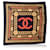 Chanel Vintage Black Red Yellow Silk Scarf CC Logo and Chain Print  ref.1334188