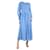 Ganni Vestido midi franzido azul com estampa floral - tamanho Reino Unido 8 Algodão  ref.1336467