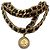 CHANEL Vintage Chunky Doppelkette aus Lammleder mit Medaillon Schwarz Golden - Ansicht 2