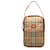 Borsa Burberry Brown Haymarket Check Marrone Beige Pelle Tela Vitello simile a un vitello Panno  ref.1342127