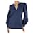 Autre Marque Blue V-neckline embroidered top - size UK 6  ref.1344907