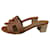 Sandales Hermès Oasis en or, taille 36,5, neuves Cuir Marron  ref.1345325