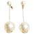 Classique Chanel Grandes boucles d'oreilles CC en perles Métal Blanc  ref.1346020